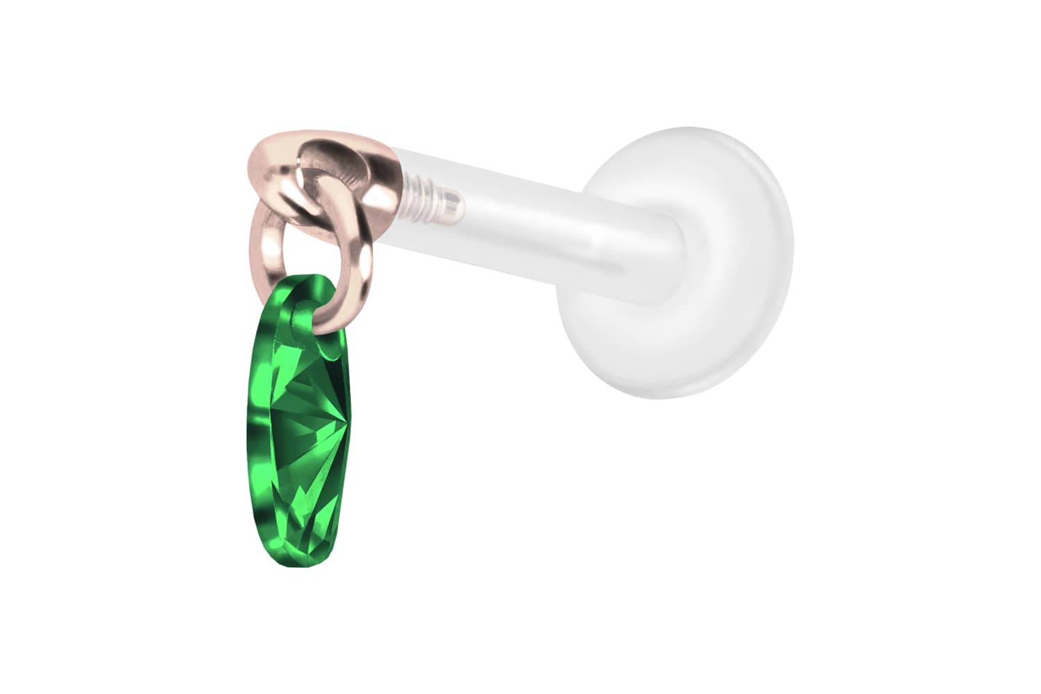 PTFE Labret Piercing mit Innengewinde + Titan-Aufsatz KRISTALLOVAL